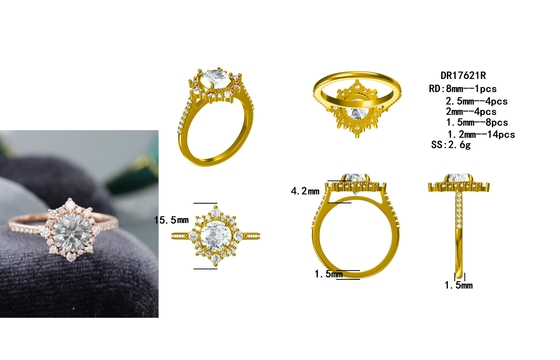 Srebro 925 Vintage różowe złoto Halo szary pierścionek Moissanite 1ct Moissanite pierścionek rocznicowy obrączka