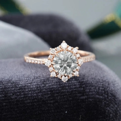 Srebro 925 Vintage różowe złoto Halo szary pierścionek Moissanite 1ct Moissanite pierścionek rocznicowy obrączka