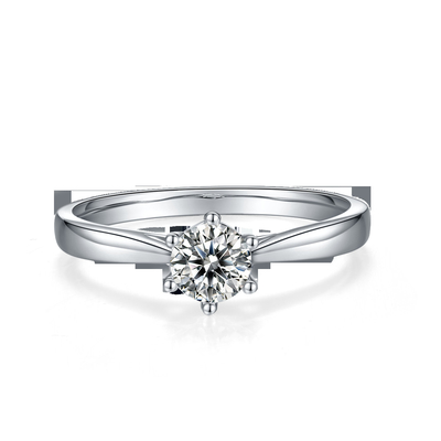 Minimalistyczna biżuteria ślubna Pierścionek ze srebra 9K Okrągły krój Biały Moissanite CZ