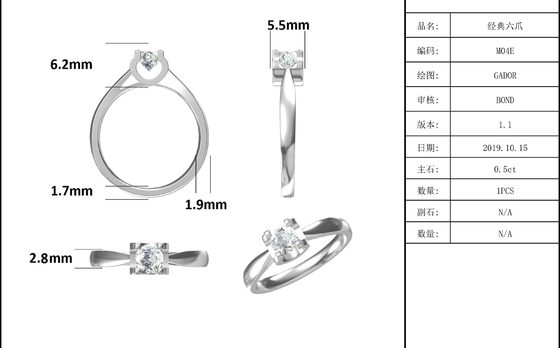 Kwadratowy biały moissanite 9-karatowy srebrny pierścionek CZ Minimalistyczna biżuteria ślubna