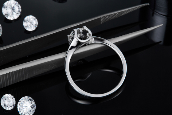 RD 4MM trapezowy biały Moissanite 9K srebrny pierścionek CZ minimalistyczna biżuteria ślubna