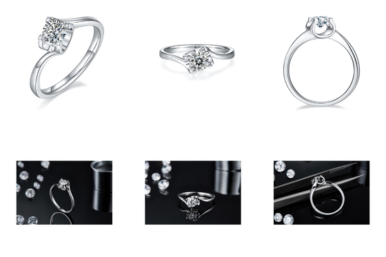 RD 4MM trapezowy biały Moissanite 9K srebrny pierścionek CZ minimalistyczna biżuteria ślubna