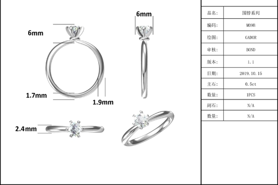 925 Sterling Silver Moissanite Diamentowe pierścionki na zaręczyny ślubne