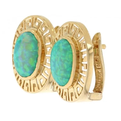 925 Sterling Silver Hawaiian Blue Fire Opal grecki klucz Meander Meandros spiralny kryształowy wisiorek