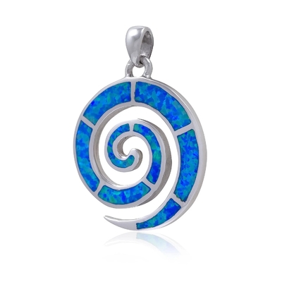 925 ze srebrem greckim kluczem Meander spiralny Opal wisiorek damski stworzony tęczowy Opal koktajl wisiorek