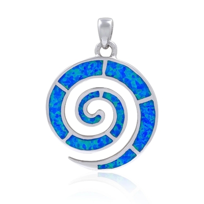 925 ze srebrem greckim kluczem Meander spiralny Opal wisiorek damski stworzony tęczowy Opal koktajl wisiorek