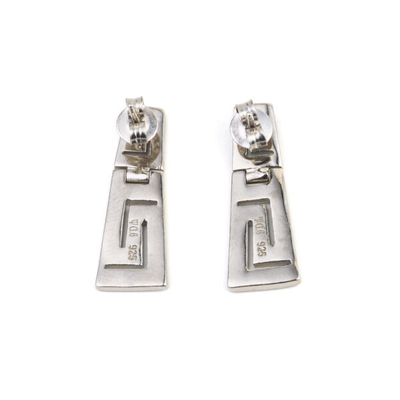 925 Z Sterling Silver Grecki Klucz Naturalny Niebieski Granat Stud Meander Opal Kolczyki Dla Kobiet