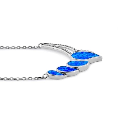 925 Z Sterling Silver Blue Lab Opal Anthurium Bukiet Grecki Wisiorek Ognisty Opal Biżuteria