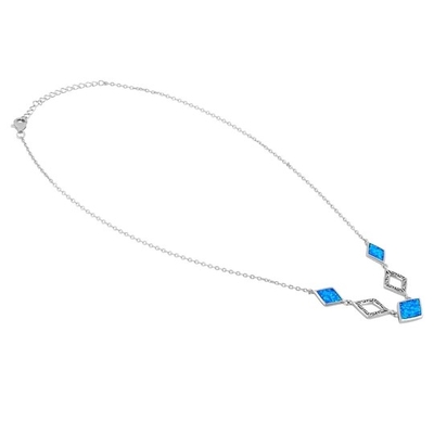 925 Z Sterling Silver Blue Lab Opal Anthurium Bukiet Grecki Wisiorek Ognisty Opal Biżuteria