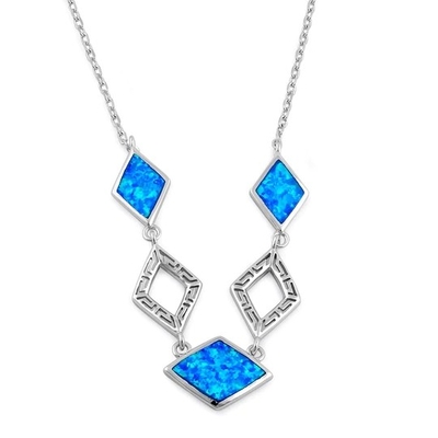 925 Z Sterling Silver Blue Lab Opal Anthurium Bukiet Grecki Wisiorek Ognisty Opal Biżuteria