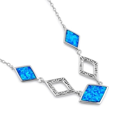 925 Z Sterling Silver Blue Lab Opal Anthurium Bukiet Grecki Wisiorek Ognisty Opal Biżuteria
