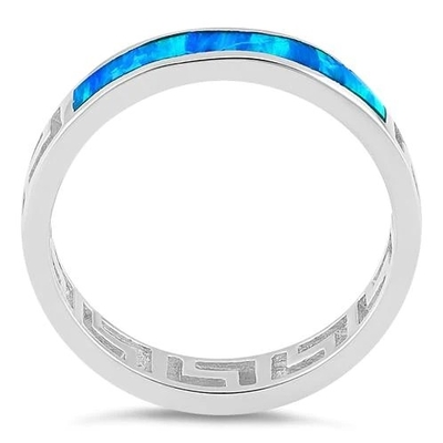 Blue Sapphire Engagement Grecki prawdziwy wzór Lab Blue Opal Pierścionek zaręczynowy dla kobiet