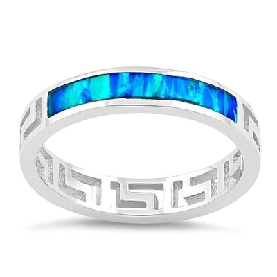 Blue Sapphire Engagement Grecki prawdziwy wzór Lab Blue Opal Pierścionek zaręczynowy dla kobiet