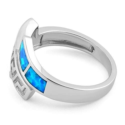Opal Grecki Wzór Lab Opal Sapphire Engagement Kobiety Pierścionek 925 Z Sterling Silver Dla Dziewczyn