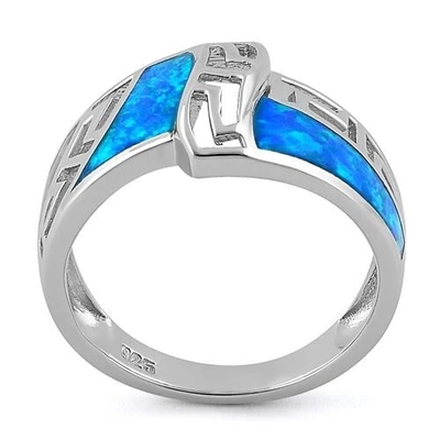 Opal Grecki Wzór Lab Opal Sapphire Engagement Kobiety Pierścionek 925 Z Sterling Silver Dla Dziewczyn