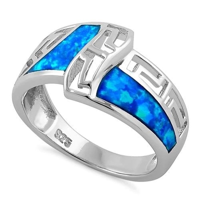 Opal Grecki Wzór Lab Opal Sapphire Engagement Kobiety Pierścionek 925 Z Sterling Silver Dla Dziewczyn