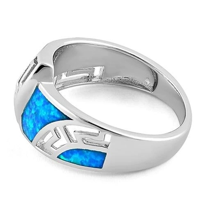 Opal Grecki Wzór Lab Opal Sapphire Engagement Kobiety Pierścionek 925 Z Sterling Silver Dla Dziewczyn
