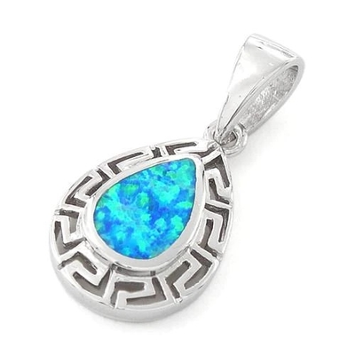 925 Z Sterling Silver Opal Grecki Wzór Lab Drop Wisiorek Biżuterii Online Dla Kobiet