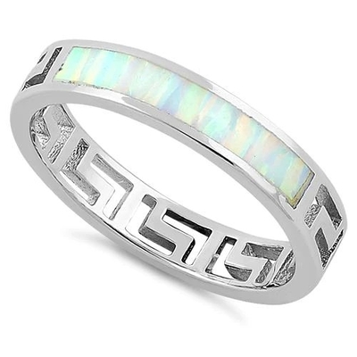 925 Z Sterling Silver Wysokiej Jakości Niebieski Opal Grecki Biały Lab Opal Pierścionek Zaręczynowy Dla Dziewczyn