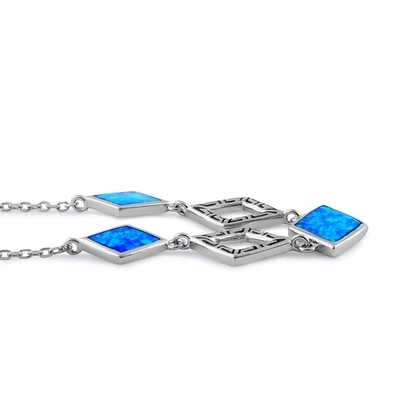 925 Z Sterling Silver Grecki Bule Opal Meander Diamentowy Naszyjnik prawdziwy Opal Biżuteria Dla Kobiet