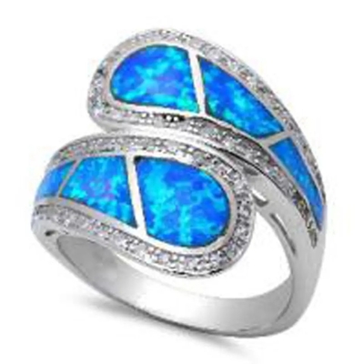 Niebieski Opal Grecki Klucz Projekt Wraparound Solid 925 Sterling Silver Ring Niebieski Opal Biżuteria Dla Mężczyzn