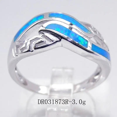 Sterling Silver Hurtownia biżuterii Grecki Niebieski Lab Opal Obrączka Syntetyczny Opal Biżuteria