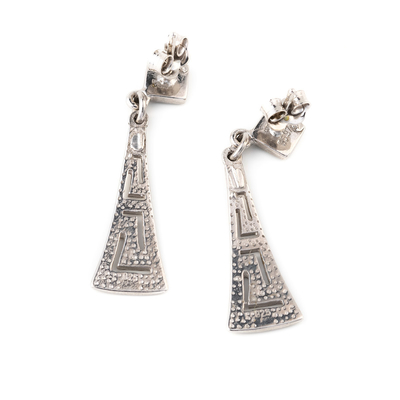 Z niebieskimi kolczykami Opal Dangle z greckim kluczem Unikalne kolczyki w stylu vintage dla kobiet