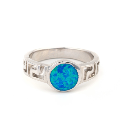 Naturalny grecki opal w stylu vintage z pierścionkiem zaręczynowym ze srebra próby 925