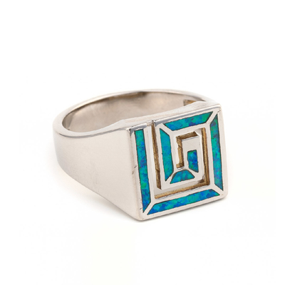 Naturalny grecki opal w stylu vintage z pierścionkiem zaręczynowym ze srebra próby 925