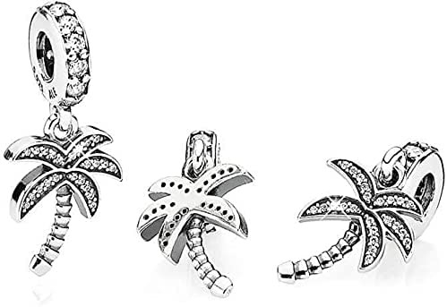 EZ Tuxedo Palm Tree Dangle Charms 925 Sterling Silver Tree Wisiorek z cyrkonią do wisiorka