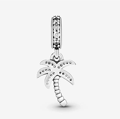 EZ Tuxedo Palm Tree Dangle Charms 925 Sterling Silver Tree Wisiorek z cyrkonią do wisiorka