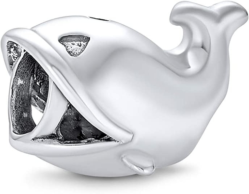 Nautical Fishing Ocean Sea Whale paciorek dla kobiet dla nastolatków utleniony. 925 Sterling Silver pasuje do europejskiej bransoletki