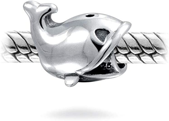 Nautical Fishing Ocean Sea Whale paciorek dla kobiet dla nastolatków utleniony. 925 Sterling Silver pasuje do europejskiej bransoletki