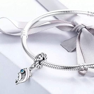 Nautical Fishing Ocean Sea Whale paciorek dla kobiet dla nastolatków utleniony. 925 Sterling Silver pasuje do europejskiej bransoletki