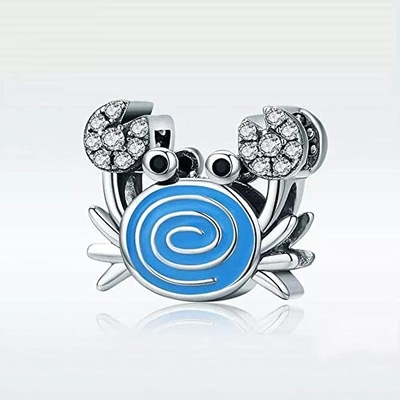 Blue Mermaid Tail &amp; Shell Pearl Charm 925 Sterling Silver Ocean Charm Koraliki na bransoletkę i naszyjnik