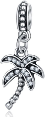 Zwisający kokos/palma z przezroczystymi kryształkami Charms do bransoletek Charms