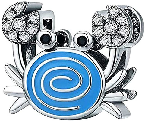 Blue Mermaid Tail &amp; Shell Pearl Charm 925 Sterling Silver Ocean Charm Koraliki na bransoletkę i naszyjnik