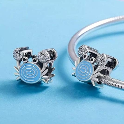 Blue Mermaid Tail &amp; Shell Pearl Charm 925 Sterling Silver Ocean Charm Koraliki na bransoletkę i naszyjnik