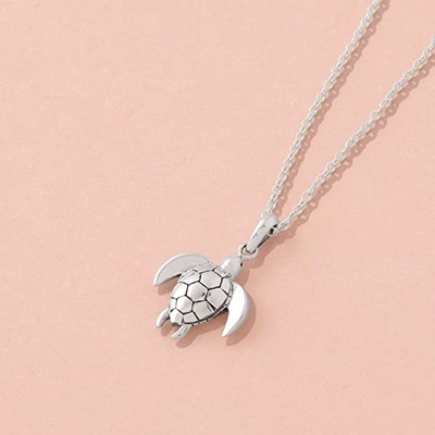 Boma Jewelry Naszyjnik ze srebrnym żółwiem morskim ze zwierzęciem, 18 cali