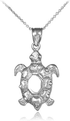 Naszyjnik z koralikami Charms z żółwia morskiego ze srebra próby 925