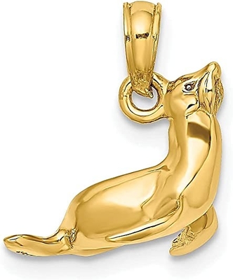 14 k żółte złoto 3 D pieczęć urok naszyjnik wisiorek ryby życie morskie Fine Jewelry dla kobiet prezenty dla niej