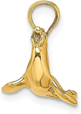 14 k żółte złoto 3 D pieczęć urok naszyjnik wisiorek ryby życie morskie Fine Jewelry dla kobiet prezenty dla niej
