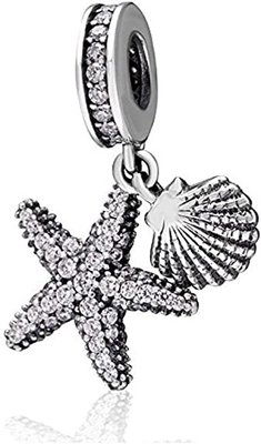 LuxglitterLin Tropical Ocean Life Charm żółw morski rozgwiazda emaliowany koralik zwisający dla Europejczyków