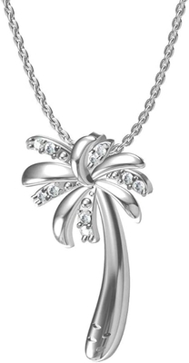Nautical Pave cyrkonia CZ tropikalna plaża wakacje palma naszyjnik wisiorek Anklet dla kobiet żółty 14K złoto Plat