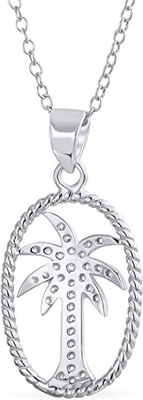 Nautical Pave cyrkonia CZ tropikalna plaża wakacje palma naszyjnik wisiorek Anklet dla kobiet żółty 14K złoto Plat