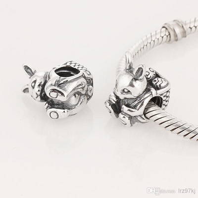 Bransoletki BISAER 925 Sterling Silver Charms Kot Pies Lenistwo Motyl Fairy Heart Dangle