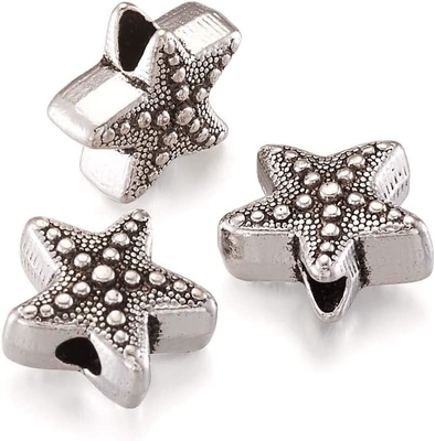 50 szt. Antyczne srebro Rozgwiazda Zwierząt Koraliki dystansowe Tybetański metal Ocean Sea Life 10x11mm