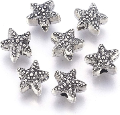 50 szt. Antyczne srebro Rozgwiazda Zwierząt Koraliki dystansowe Tybetański metal Ocean Sea Life 10x11mm