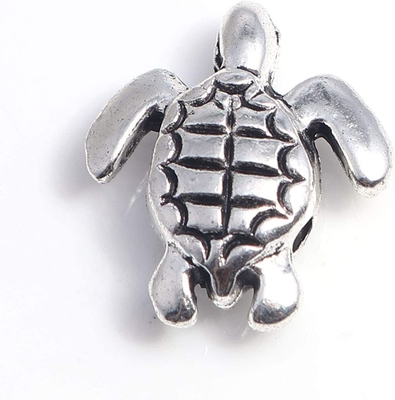 160 sztuk Antyczny Piękny Żółw Wisiorek Srebrny Koralik Charms Fit Oryginalna Bransoletka 9x7mm