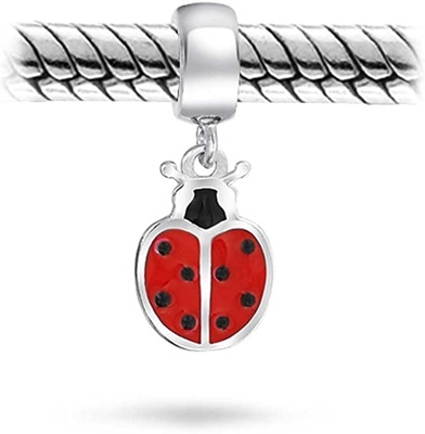Spersonalizuj czerwony Lucky Ladybug Insect Gardener Dangle paciorki dla kobiet nastolatków
